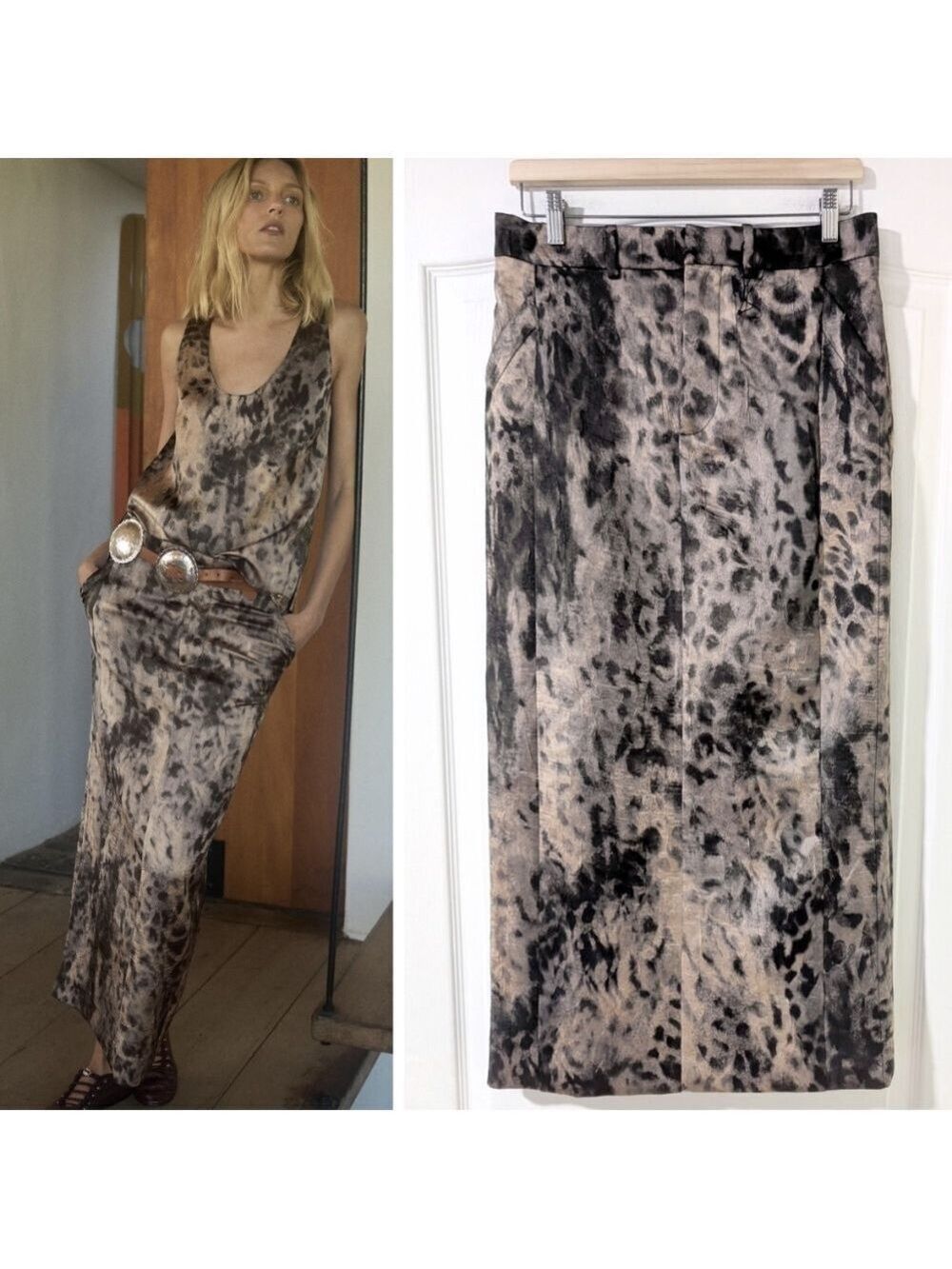 NEW Zara | Printed Wrinkle Effect Straight Skirt